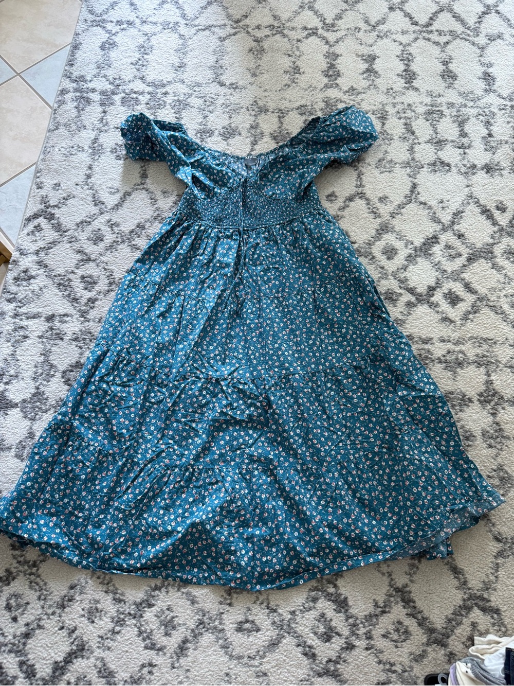 ARULA Teal Floral Elastic Waist Skirt